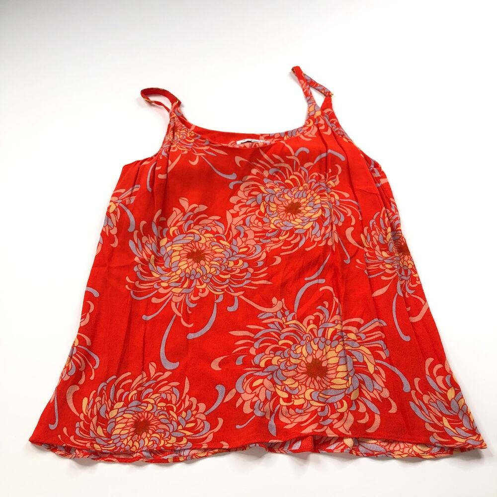 Cabi Medium Mum Cami Floral 777 Womens Pullover Tank Top Blouse Orange MINT